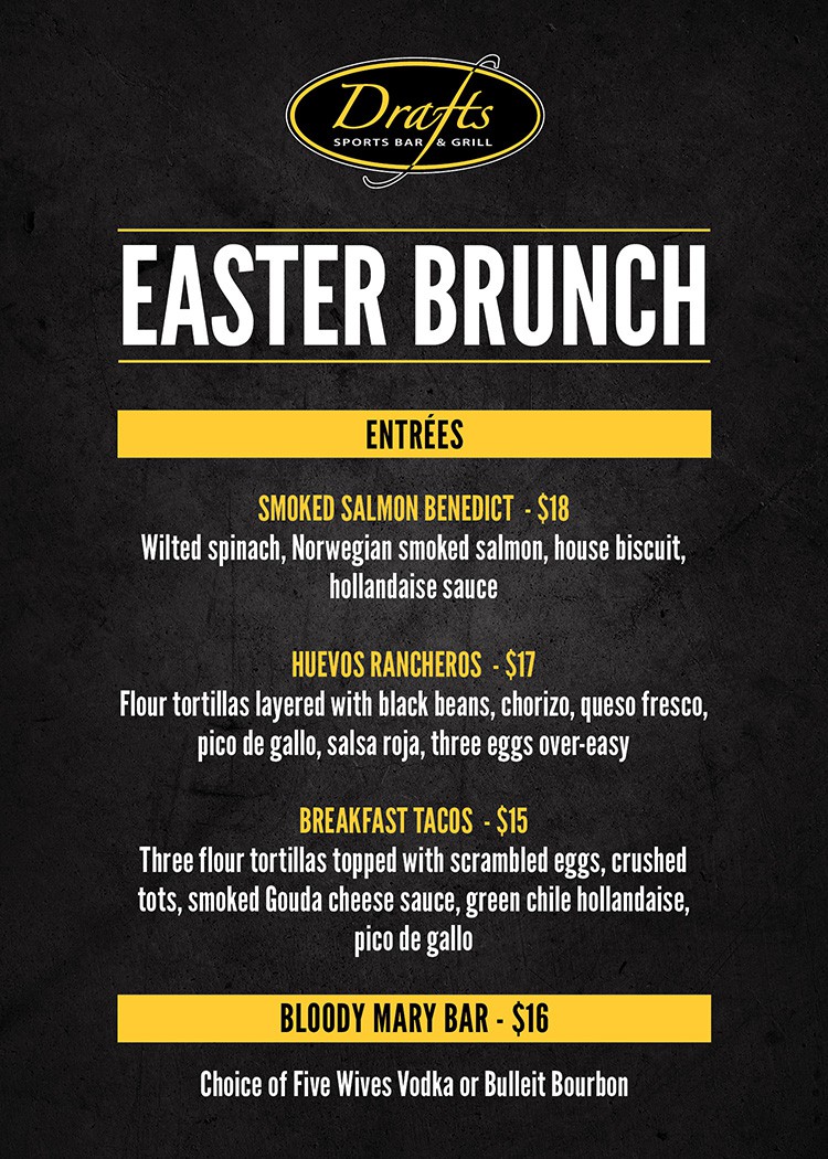 Drafts Easter Brunch Menu